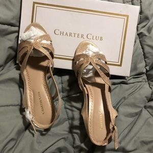 Charter Club Womens Delilaa Fabric Open Toe Casual